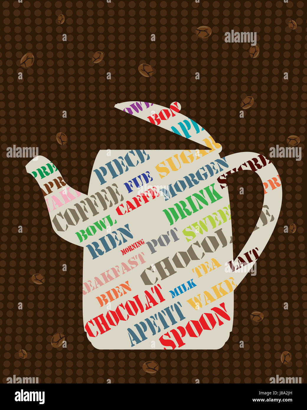 Du café, du grain de café, thé, l'art, poster, rétro, toile de fond artistique,,, Banque D'Images