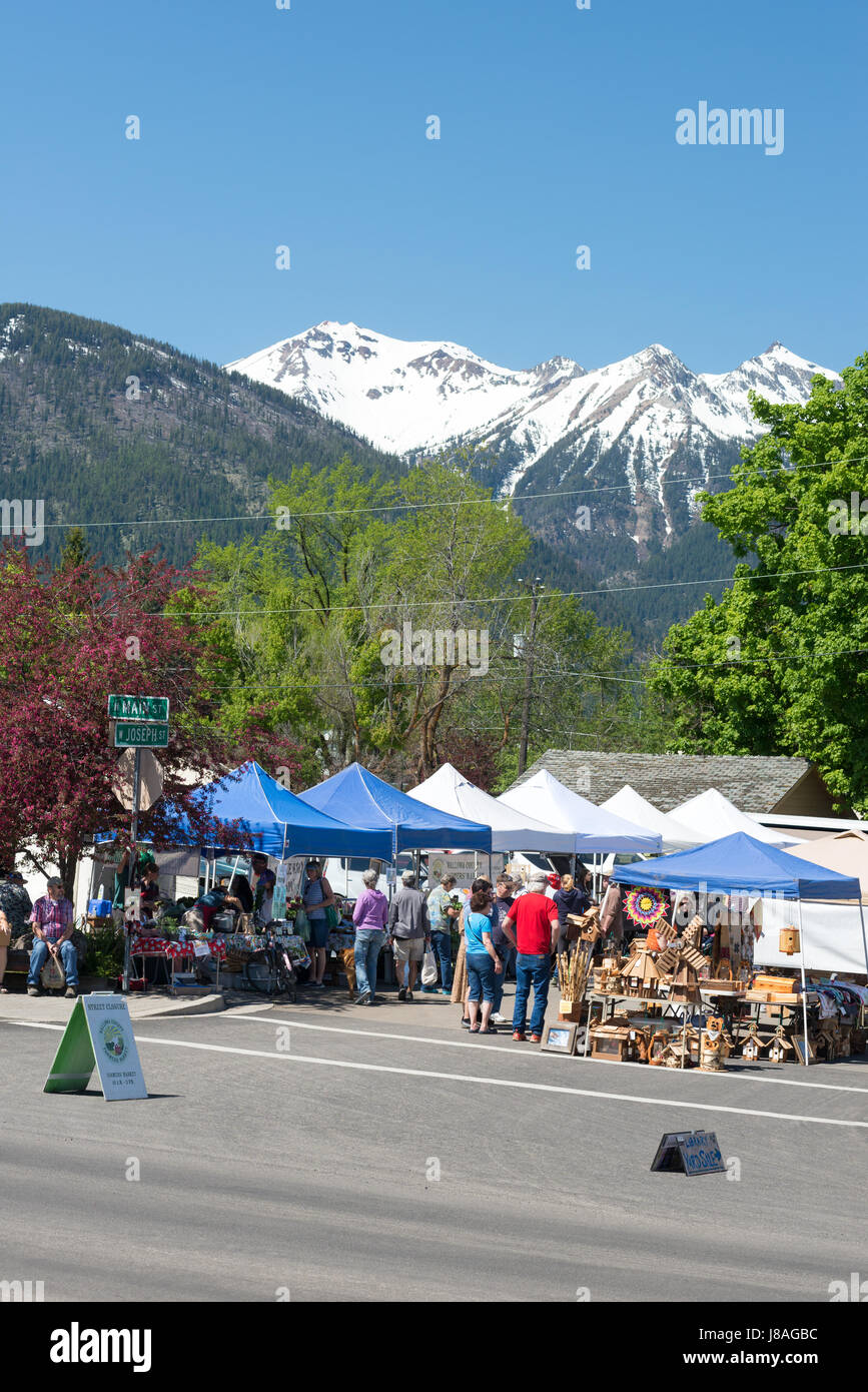 Le marché fermier du comté de Wallowa dans Joseph, Oregon. Banque D'Images