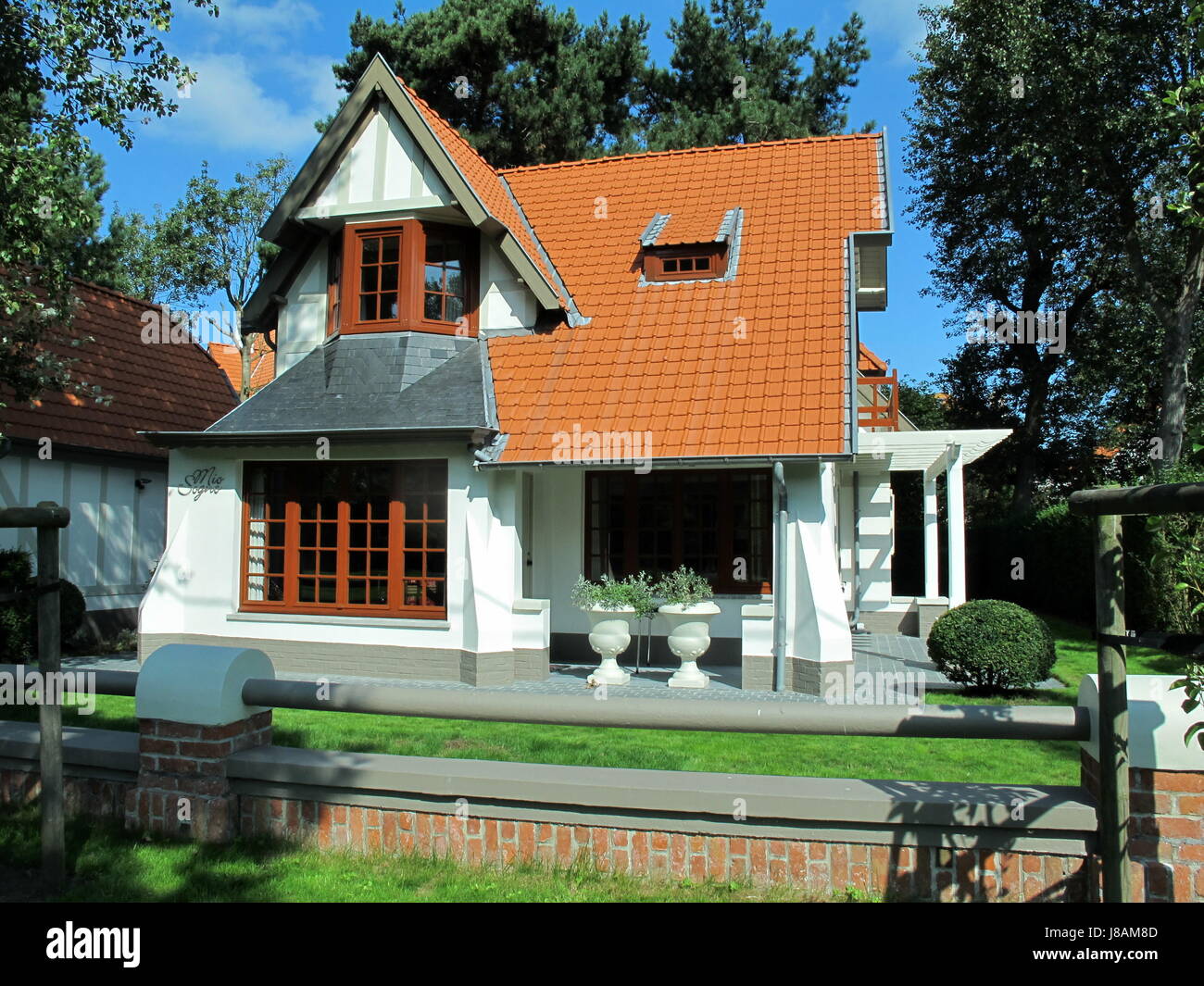 Jardin, europe, villa, Belgique, Flandre, passerelle, jardins, jardin, l'objectif, Banque D'Images