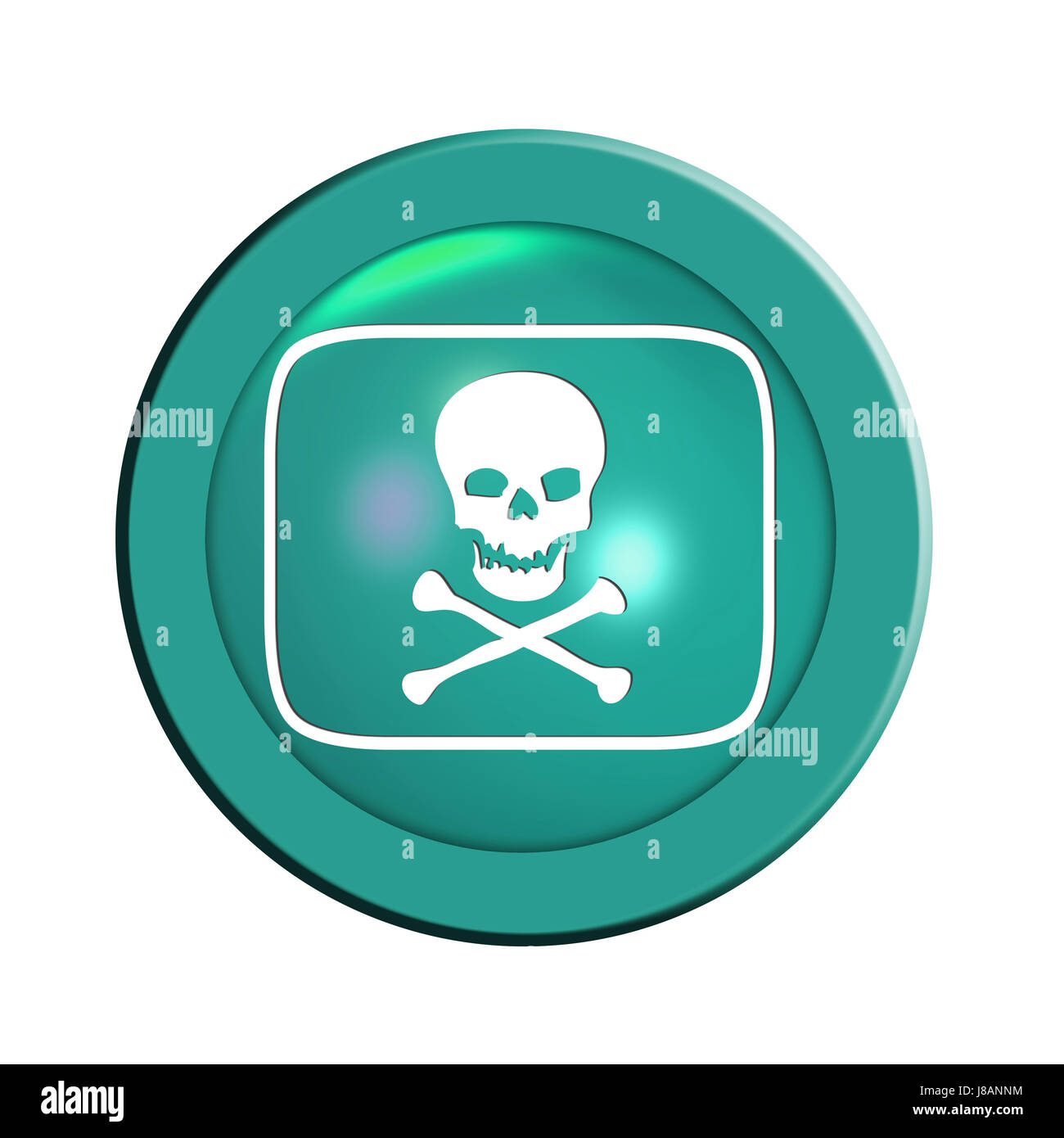 Mourir, prudence, crâne, bouton, poison, avertissement, entretien, isolé, en option, Banque D'Images