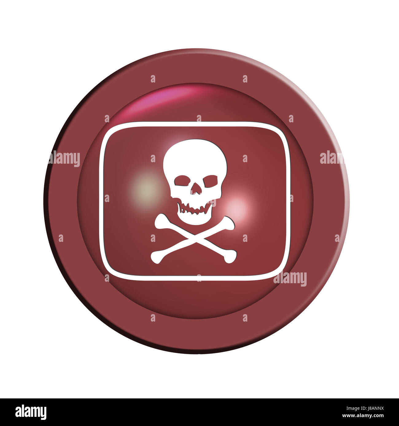 Mourir, prudence, crâne, bouton, poison, avertissement, entretien, isolé, en option, Banque D'Images