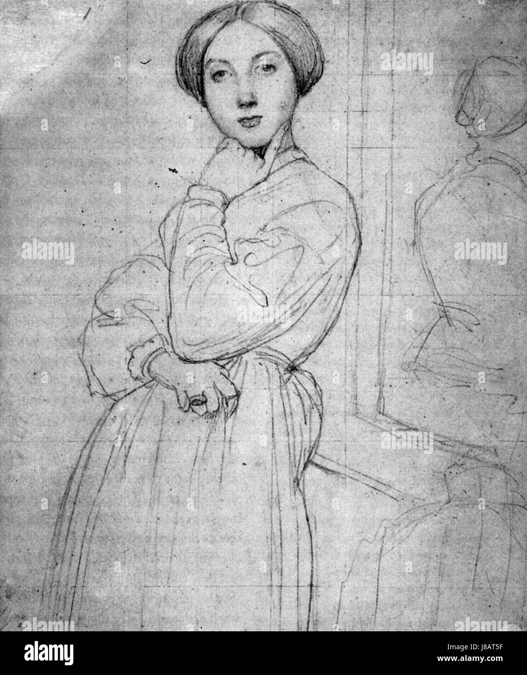 Ingres Vicomtess Othenin d'Haussonville, née Louise Albertine de Broglie, figure étude Banque D'Images