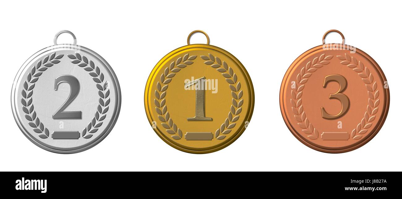 L'argent, gagnant, concours, médaille, bronze, award, distinction, l'or, sport, Banque D'Images
