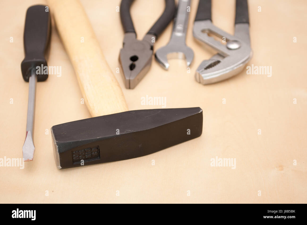 Outils, tournevis, marteau, en bois, marteau, pinces, pinces, outil, outils, Banque D'Images