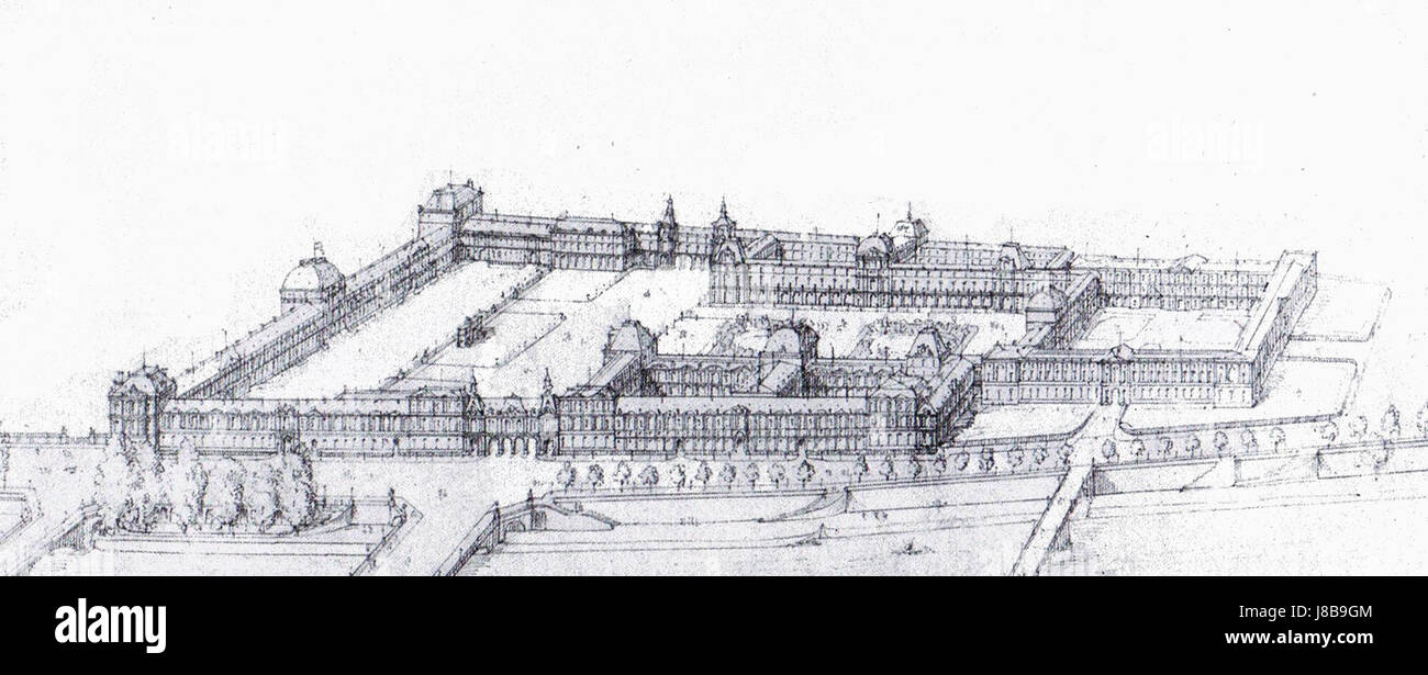 Les Tuileries du Louvre font référence au travail architectural de Lefuel, qui a contribué de manière significative à l'agrandissement et à la conception du Palais des Tuileries, qui faisait partie du complexe du Louvre à Paris. Son travail est remarquable pour ses influences classiques et Renaissance. Banque D'Images