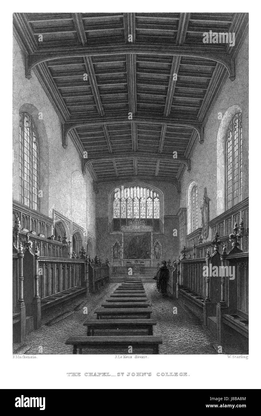 LeKeux Cambridge, c1840 St John's, 05 memorialsofcambr wriguoft 0214 Chapelle01 Banque D'Images