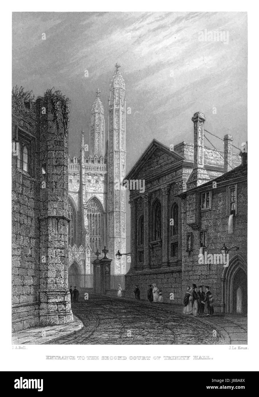 LeKeux Cambridge, c1840 Trinity Hall 01, entrée de cour memorialsofcambr wriguoft Deuxième010262 Banque D'Images