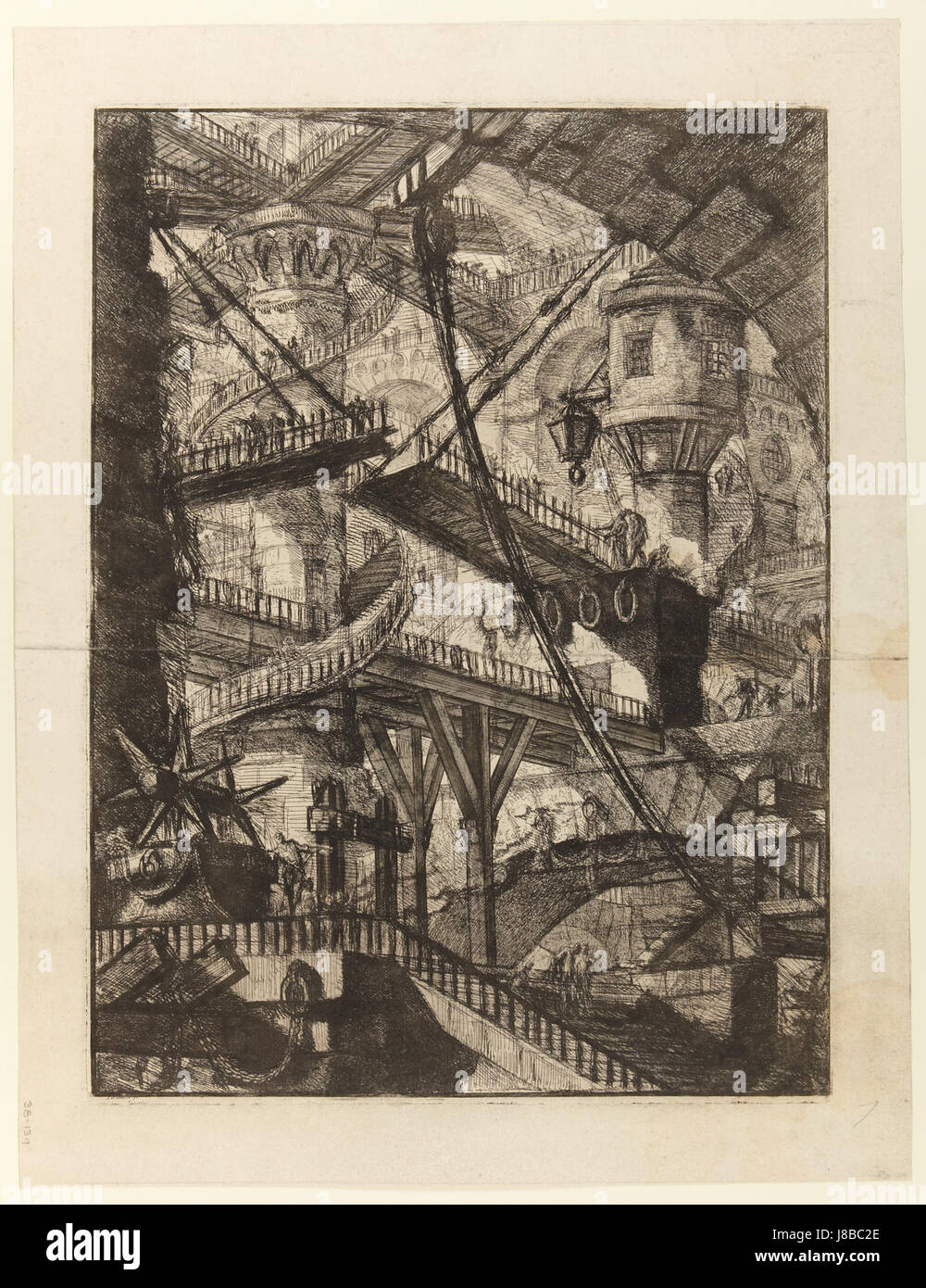 Giovanni Battista Piranesi Le Carceri d'Invenzione Deuxième Édition 1761 07 Le pont-levis Banque D'Images