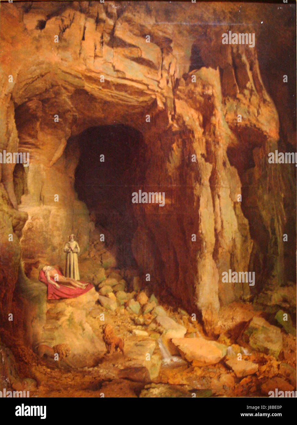 Mort de Saint Paul Ermire est une œuvre de Fleury Richard, représentant la mort de Saint Paul l'Ermite. Cette peinture religieuse illustre les derniers moments de la vie du saint, en se concentrant sur la signification spirituelle et historique de la scène. Banque D'Images