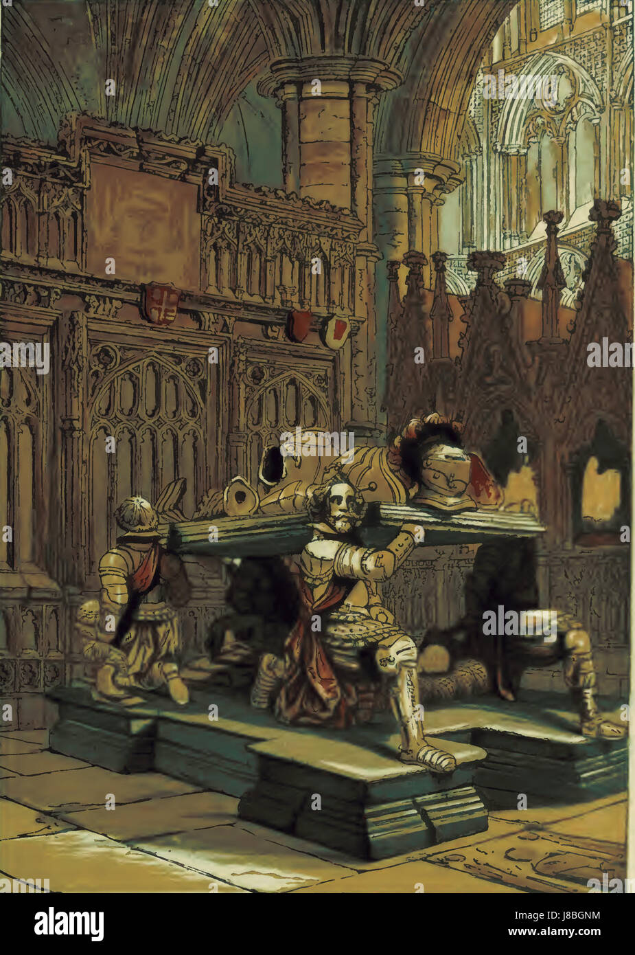 Le tombeau de Francis Vere, situé en Angleterre, date de 1860. Francis Vere était un soldat anglais qui a joué un rôle important dans l'histoire militaire, en particulier dans la lutte néerlandaise pour l'indépendance. Banque D'Images