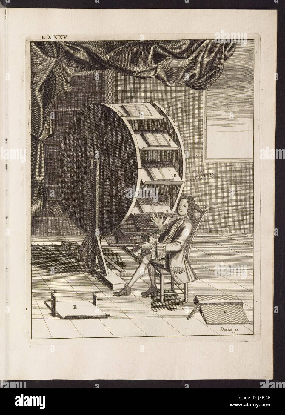La roue de lecture de Grollier est une invention conçue pour aider à la lecture en fournissant une façon structurée de voir des livres ou des documents. Il représente une approche précoce pour améliorer les expériences de lecture et l'efficacité. Banque D'Images
