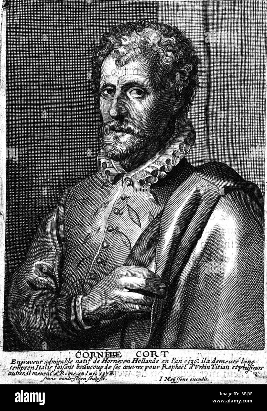 Le Gulden Cabinet, une gravure de Cornelis Cort, est une œuvre complexe de l'art du XVIe siècle, mettant en valeur un haut niveau d'artisanat dans la tradition flamande. Banque D'Images