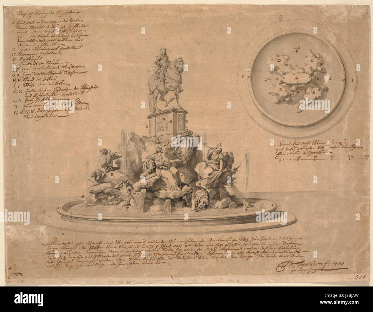 Le monument à Frédéric V, créé par Marcus Tuscher en 1750, est un exemple significatif de sculpture du XVIIIe siècle, commémorant le règne du roi danois avec un design classique. Banque D'Images