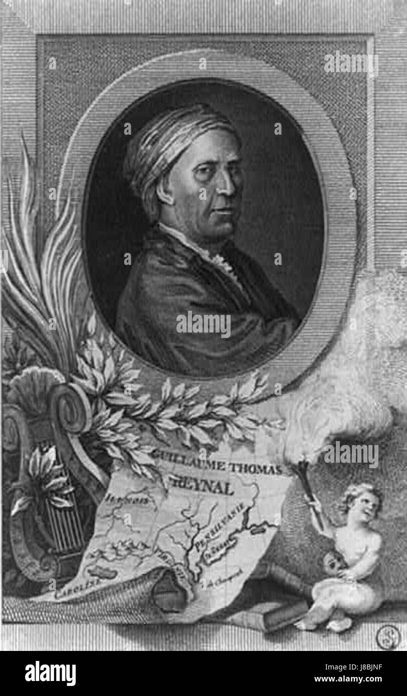 Guillaume Thomas Raynal était un historien et philosophe du XVIIIe siècle. Le titre fait référence à son travail ainsi qu'à une carte de la Virginie, se concentrant probablement sur la géographie, la culture ou l'histoire de la colonie américaine au cours de cette période. Banque D'Images