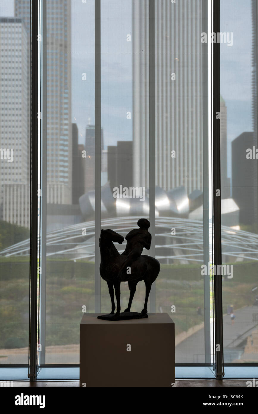 Vue de Chicago buidlings et Harris Auditorium de Chicago Art fenêtre Institut USA Banque D'Images