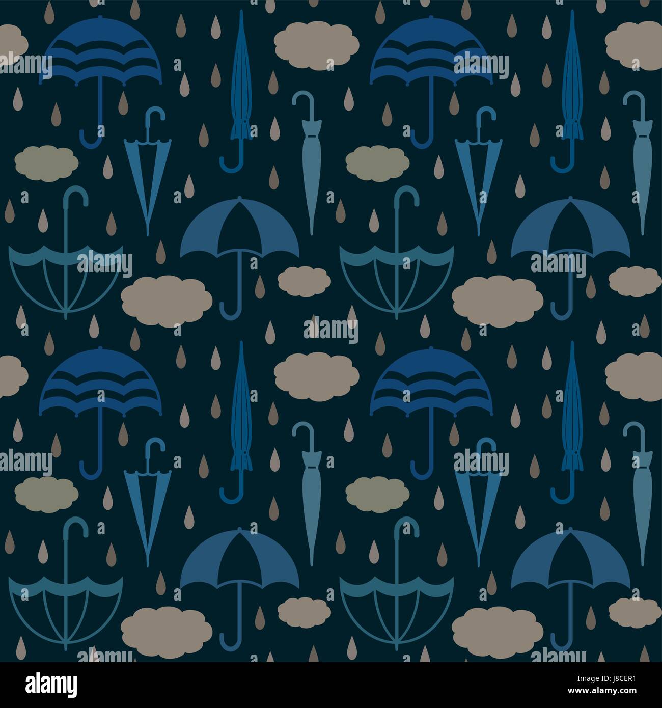 Parapluies de nuages et de gouttes de vecteur de fond transparent 4 Illustration de Vecteur