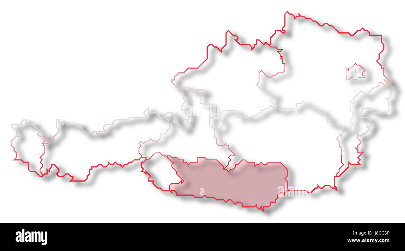 L'Autriche, la carte, atlas, carte du monde, profile, symboliques, politiques, de couleur, de Banque D'Images