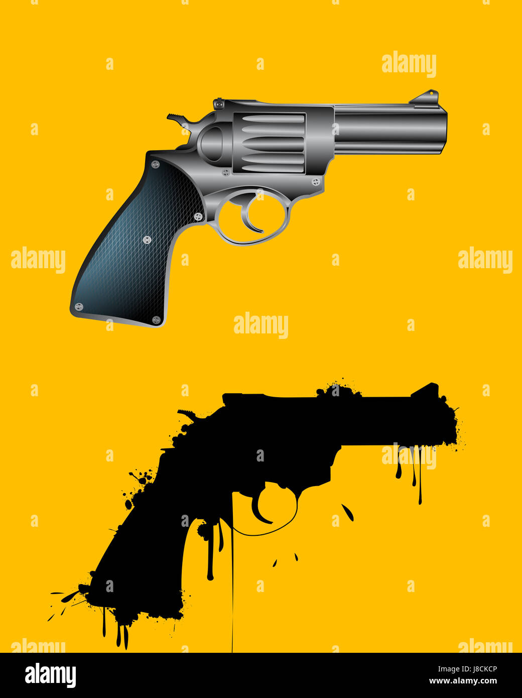 Messy, pistolet, le bras, arme, arme à feu, arme à feu, le danger, l'art, noir, de teint basané, Banque D'Images