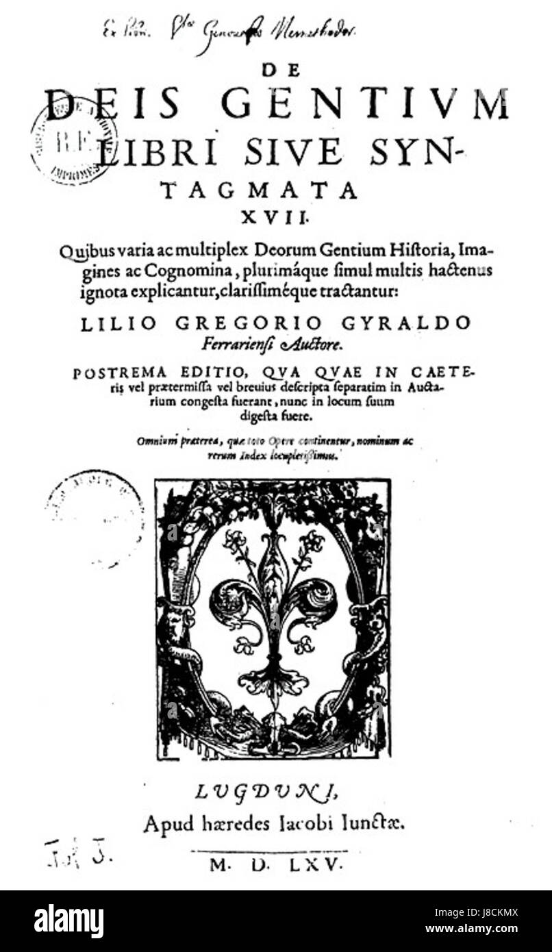 Lilio Gregorio Giraldi De deis gentium Banque D'Images
