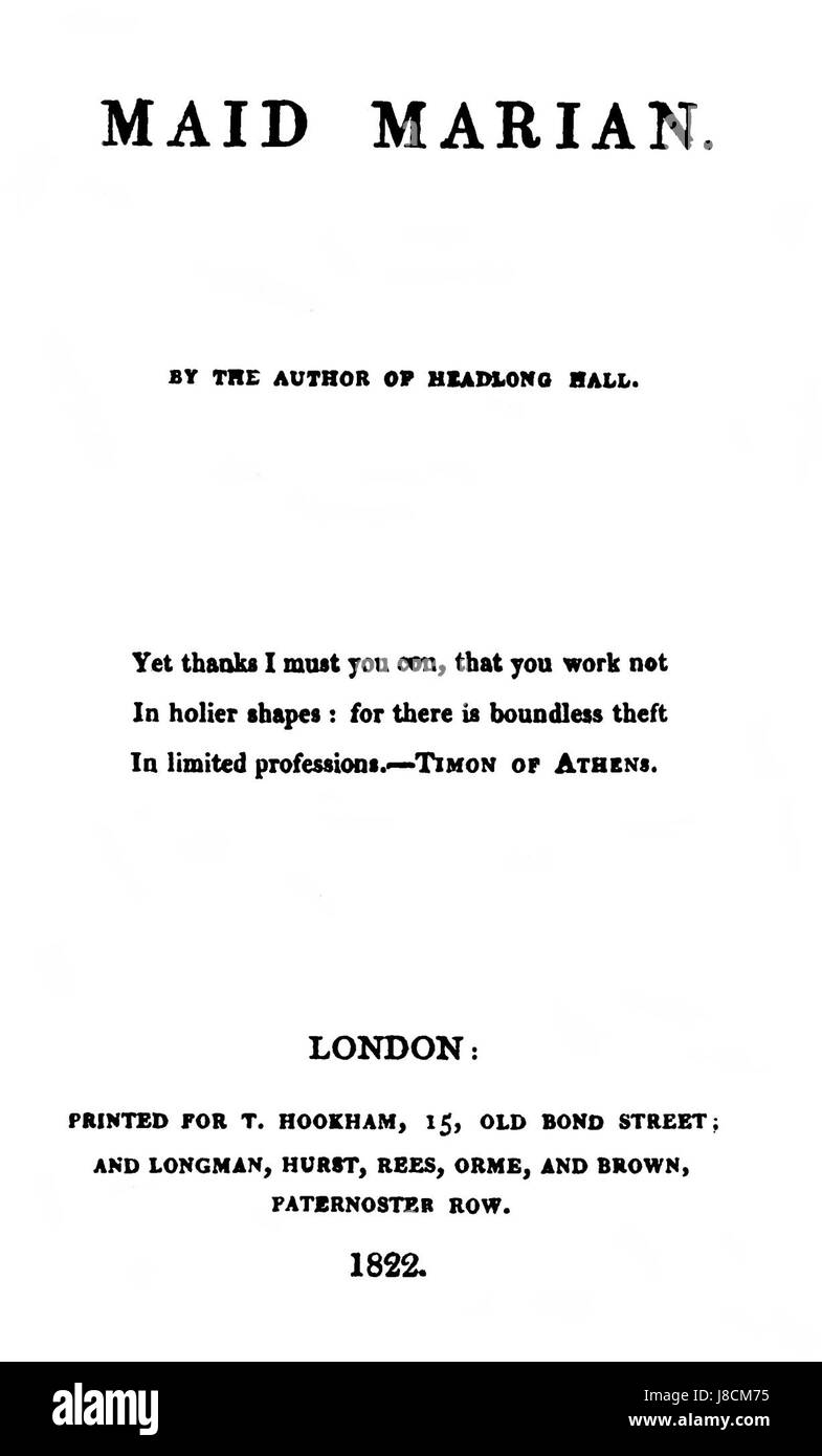 Une illustration détaillée de Maid Marian, un personnage de la légende Robin des bois, telle que représentée par l'artiste Peacock, capturant sa ressemblance et son rôle dans le célèbre conte. Banque D'Images