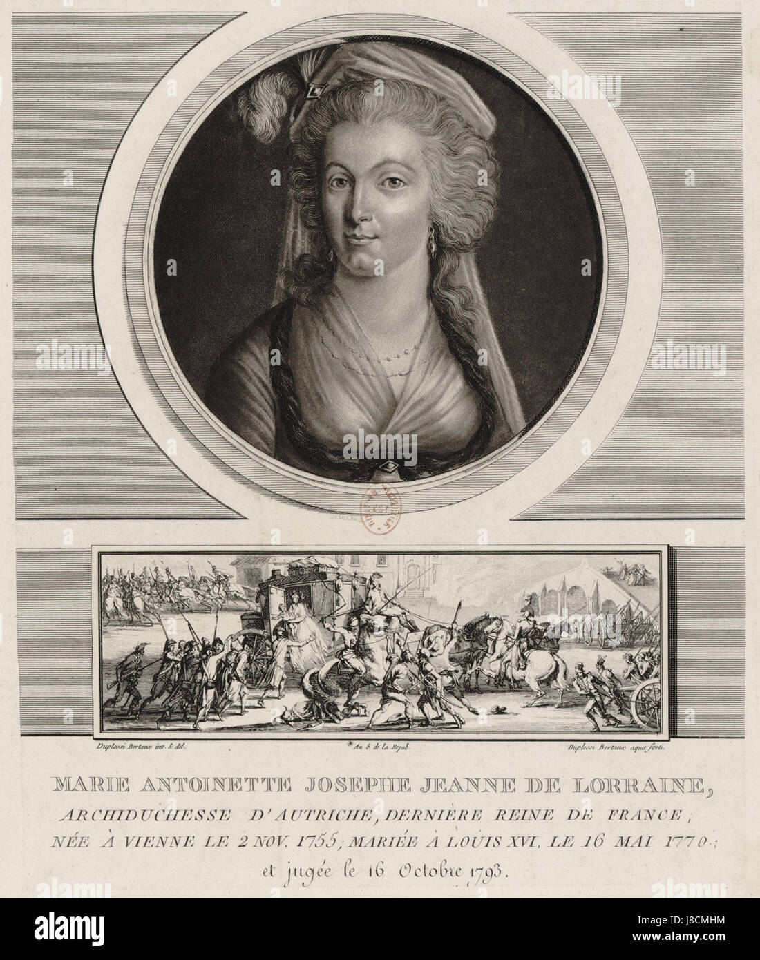 Marie Antoinette Josephe Jeanne de Lorraine Gravure Banque D'Images