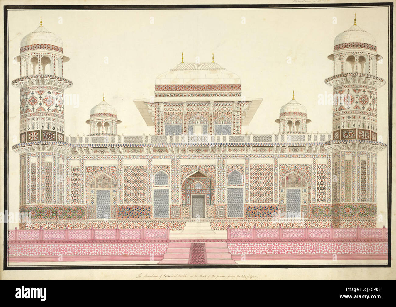 Mausolée d'Itimad al Dawla, Agra, une aquarelle, c.1810 Banque D'Images