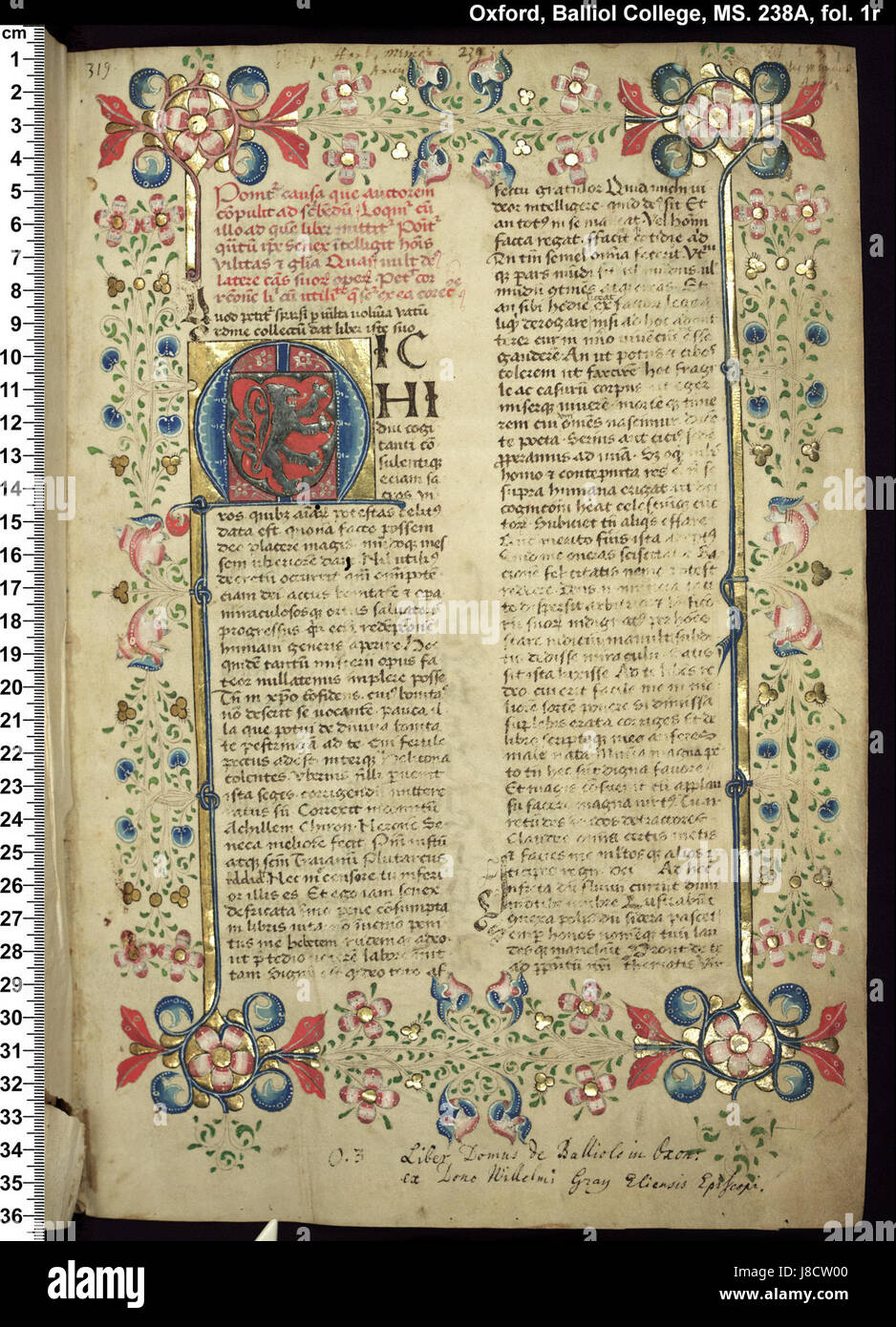 Le Fons Memorabilium universi est un manuscrit conservé au Balliol College, Oxford. Il contient des écrits historiques importants, avec folio 1r offrant un aperçu de la pensée médiévale primitive et des traditions intellectuelles. Banque D'Images