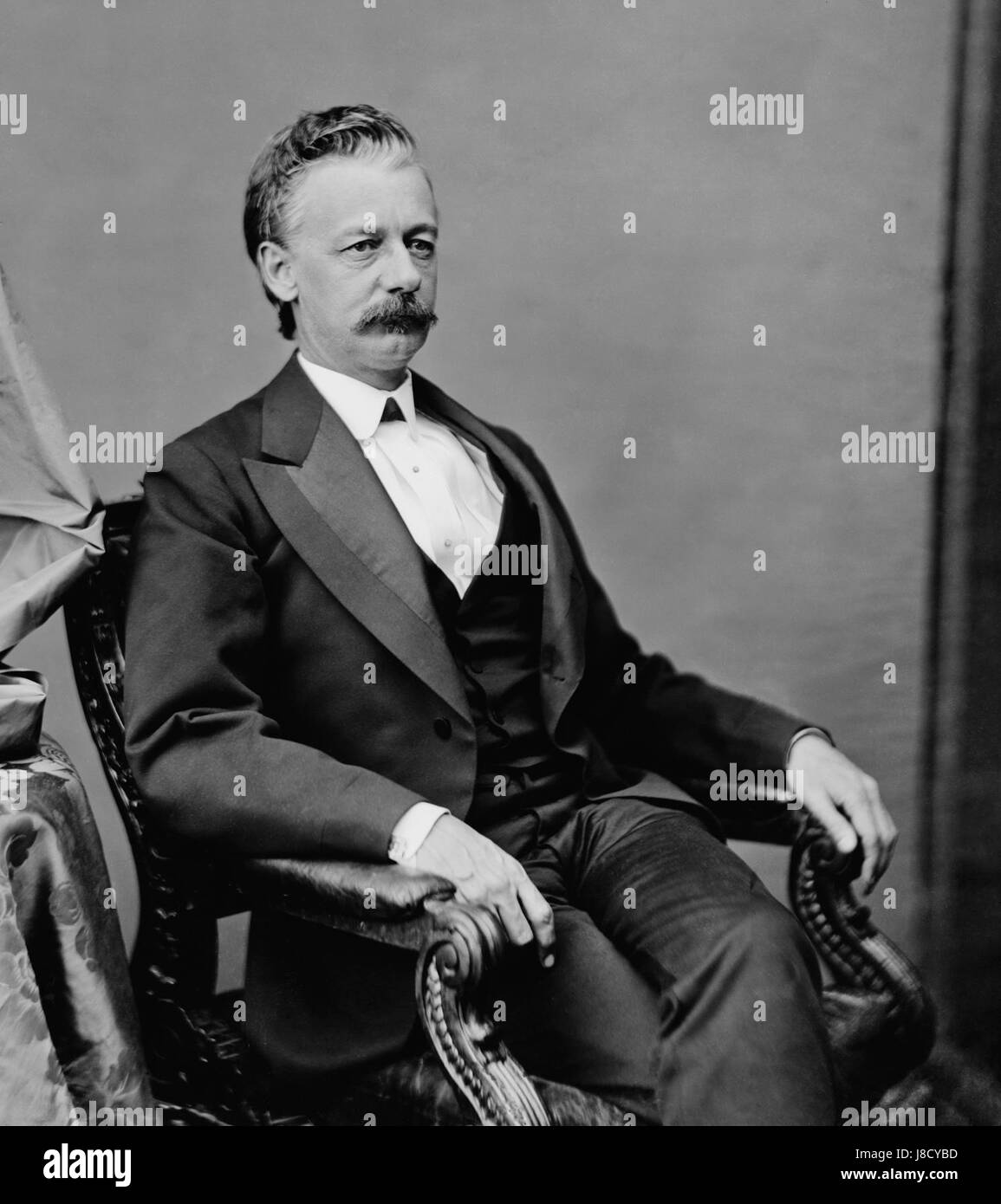 Une image restaurée de Henry Warner Slocum, un homme politique et général américain, connu pour son service pendant la guerre de Sécession et ses rôles politiques d'après-guerre. Banque D'Images