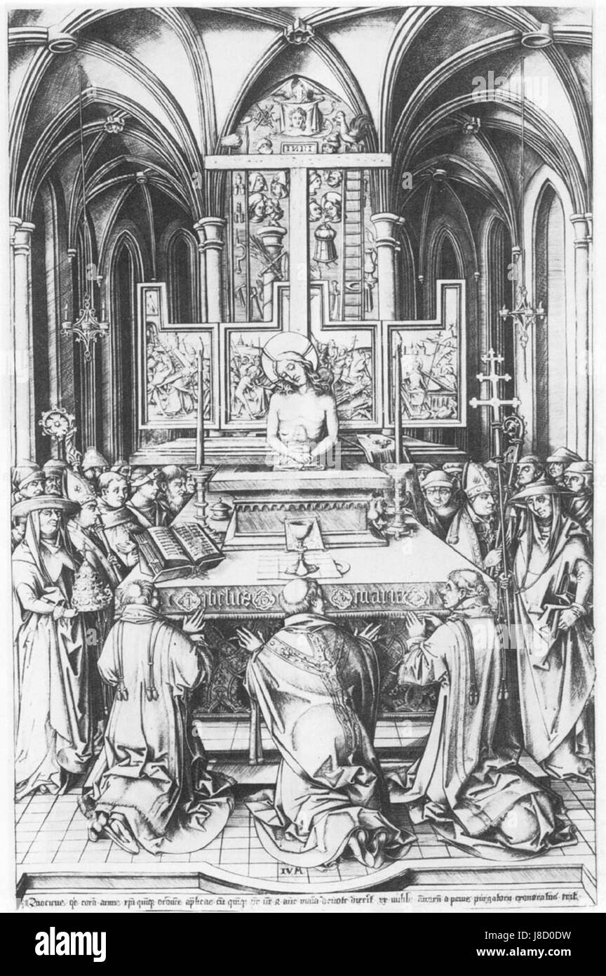 Israhel van Meckenem la Messe de Saint Grégoire Banque D'Images