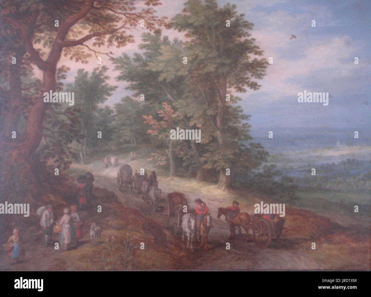 « Paysage avec train de meute » de Jan Brueghel l'ancien est une peinture du XVIIe siècle représentant un paysage rural avec un groupe d'animaux de meute voyageant à travers la scène. L'œuvre capture la nature paisible de la vie rurale et des modes de transport de l'époque. Banque D'Images « Paysage avec train de meute » de Jan Brueghel l'ancien est une peinture du XVIIe siècle représentant un paysage rural avec un groupe d'animaux de meute voyageant à travers la scène. L'œuvre capture la nature paisible de la vie rurale et des modes de transport de l'époque. Banque D'Images