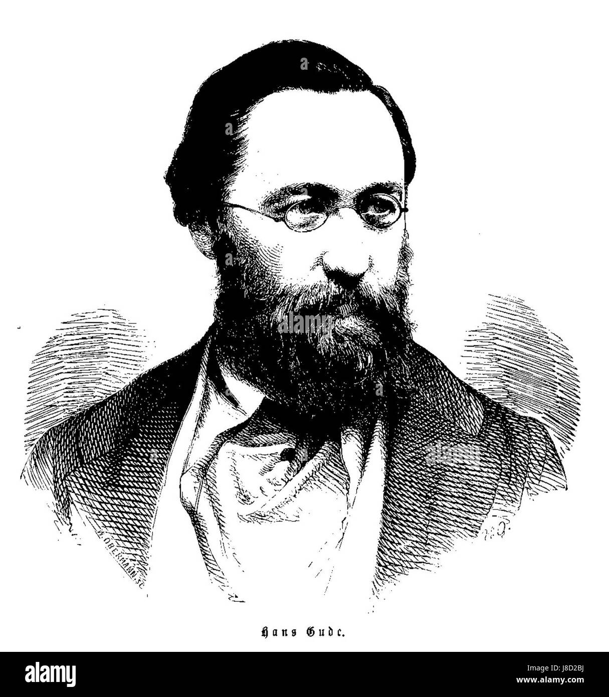 Hans Gude (gravure par W Obermann) Banque D'Images