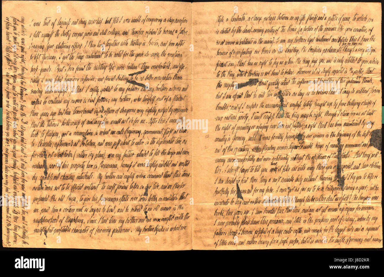 Une lettre écrite par Otto von Bismarck à M. C. King en 1846, donnant un aperçu de la communication politique de l'époque, reflétant la diplomatie de Bismarck. Banque D'Images