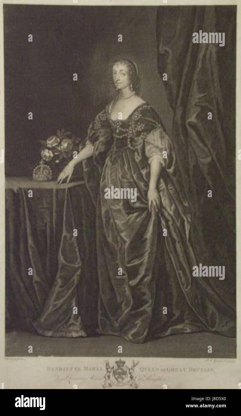 Henrietta Maria de la France en tant que Reine par P.V Gunst après Van Dyke Banque D'Images