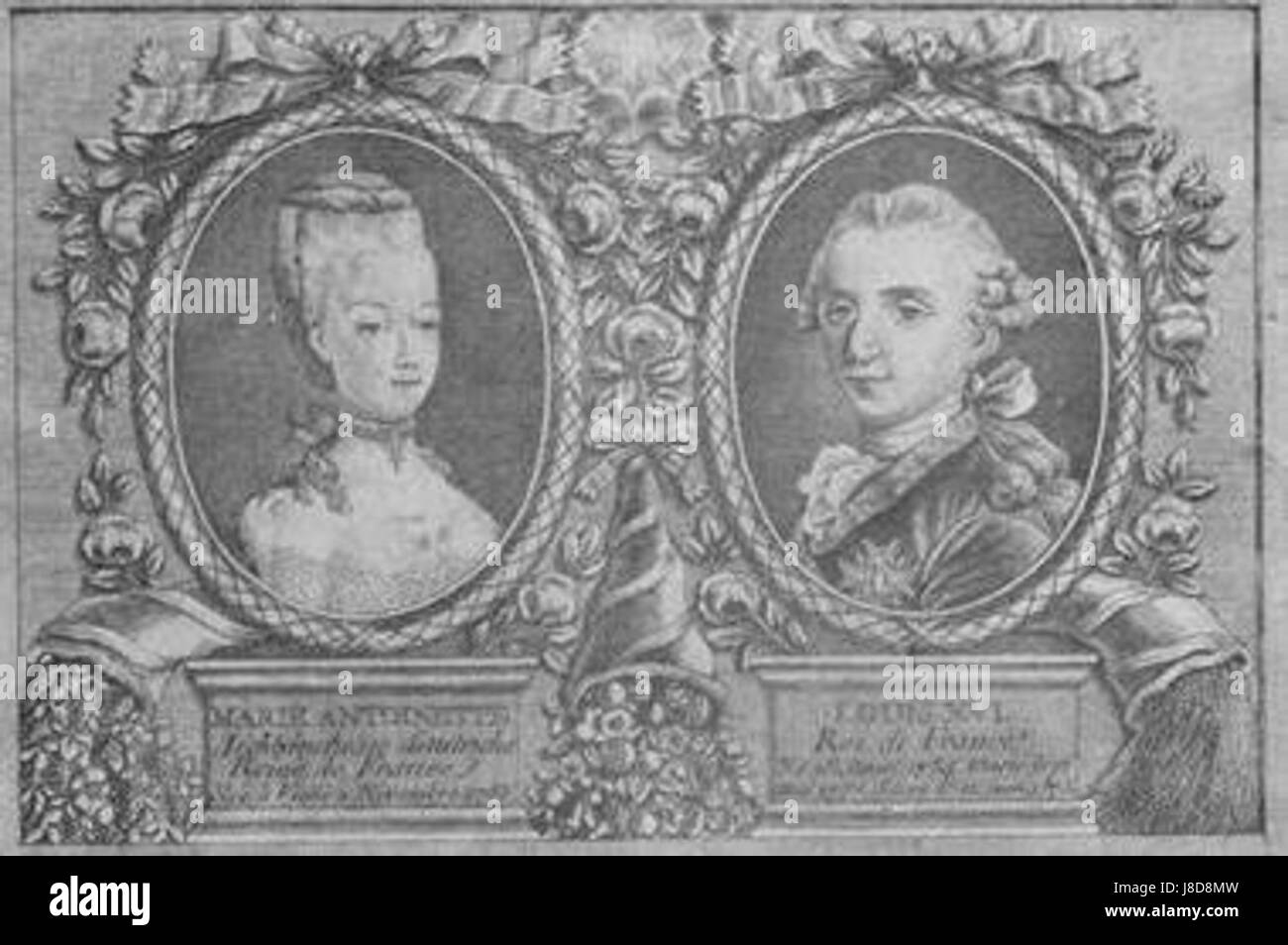 Dessins de Marie Antoinette et Louis XVI Banque D'Images