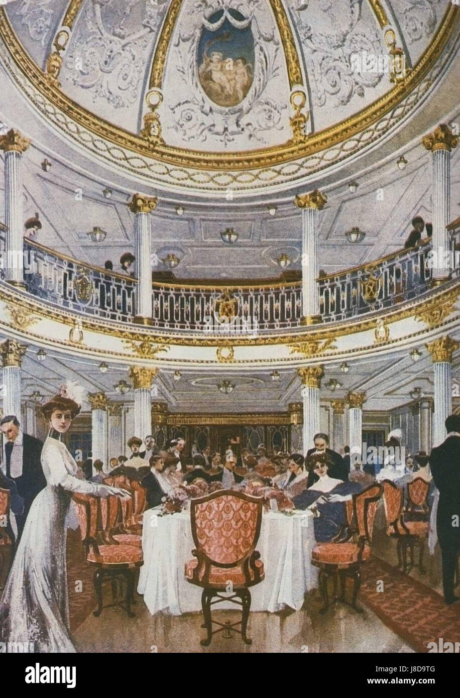 Dimensions de la salle à manger de première classe du RMS Lusitania (style Louis XVI) Banque D'Images