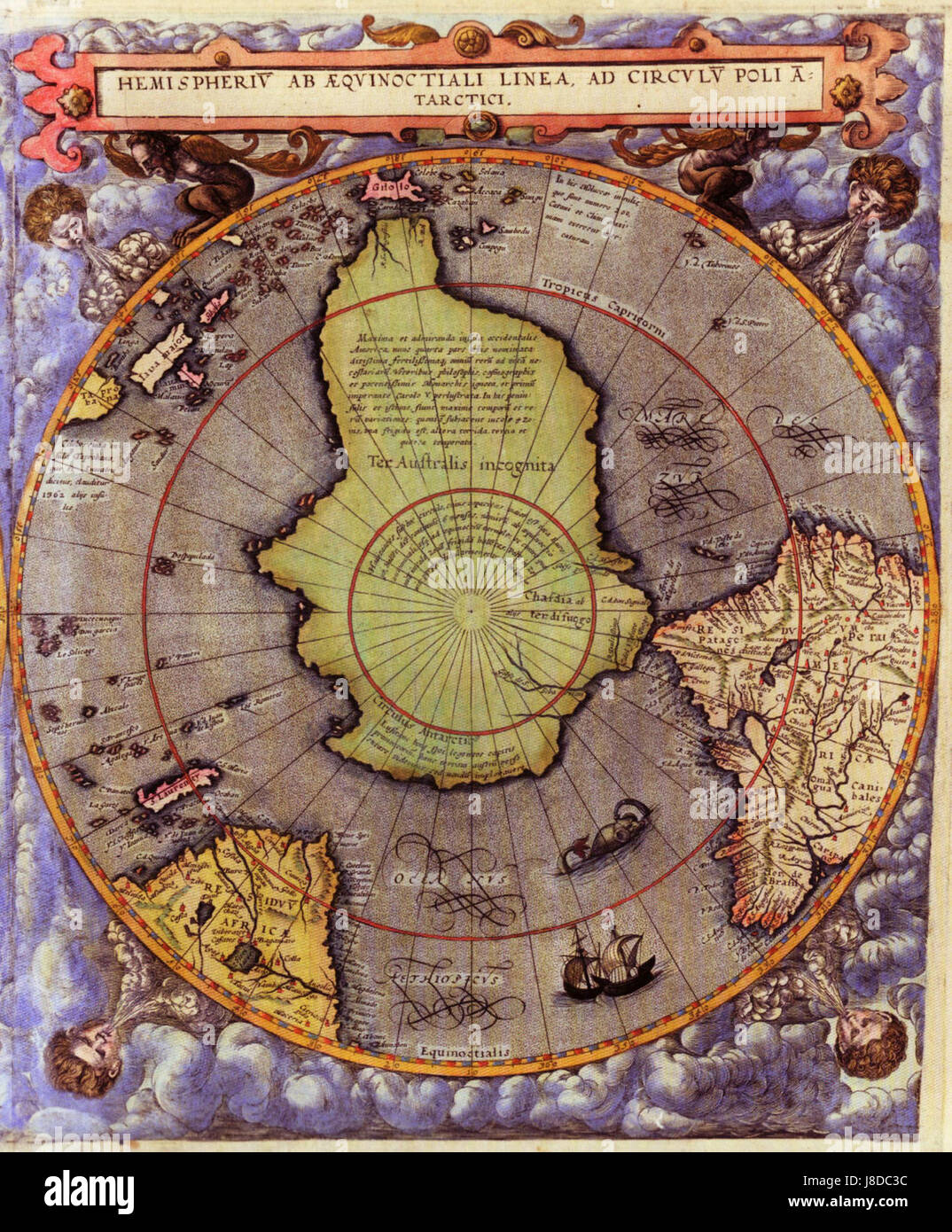 Gerard de Jode 1593 carte Sud de l'hémisphère occidental Banque D'Images
