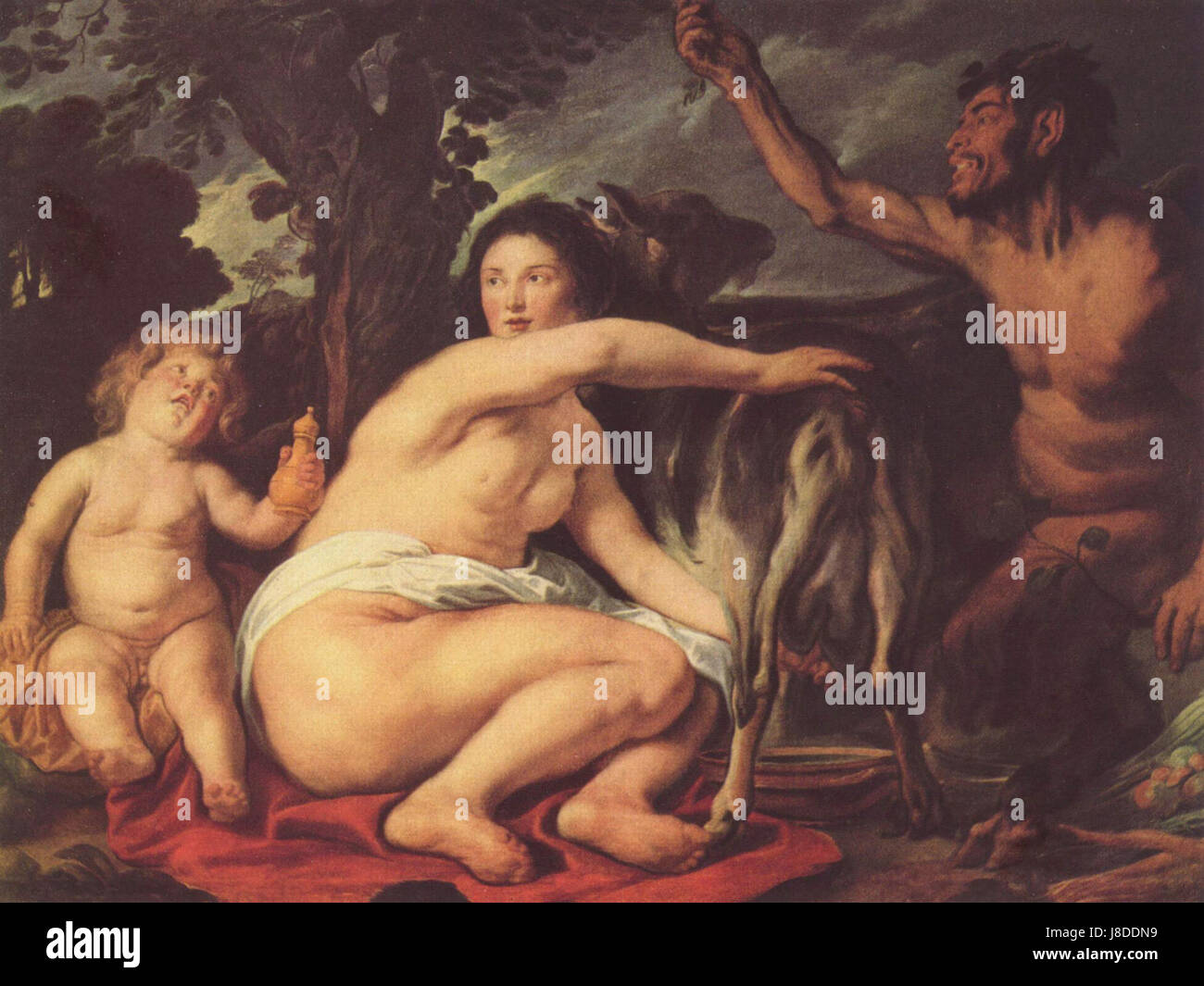 Jakob Jordaens était un peintre baroque flamand, connu pour ses compositions vibrantes et dynamiques. Ses œuvres représentaient souvent des scènes de la vie quotidienne et de la mythologie avec une utilisation distinctive de la couleur et de la lumière. Banque D'Images
