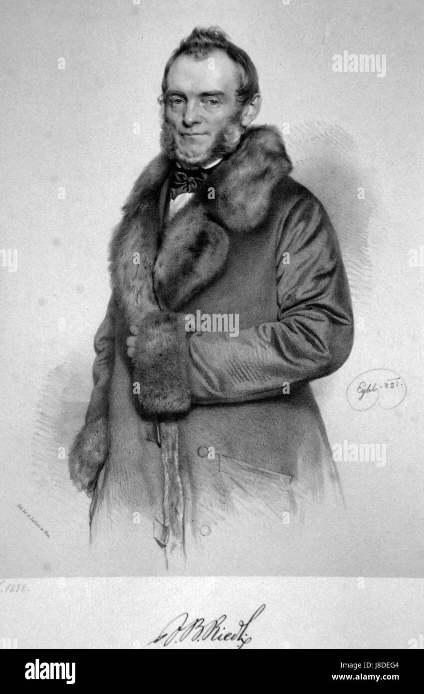 Josef Gottfried Riedl était un artiste connu pour ses lithographies. Ses œuvres dépeignent souvent des scènes de la vie quotidienne ou des moments historiques, rendus avec une attention particulière aux détails et une habileté dans les techniques lithographiques. Banque D'Images