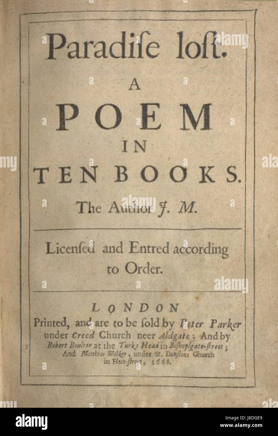 Paradise Lost de John Milton, pierre angulaire de la littérature anglaise, explore les thèmes du libre arbitre humain, de la chute de l'homme et de la justice divine, à travers son récit épique et sa structure poétique profonde. Banque D'Images