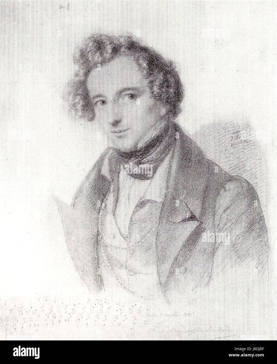 Felix Mendelssohn Bartholdy Bleistiftzeichnung von Eduard Bendemann 1833 Banque D'Images