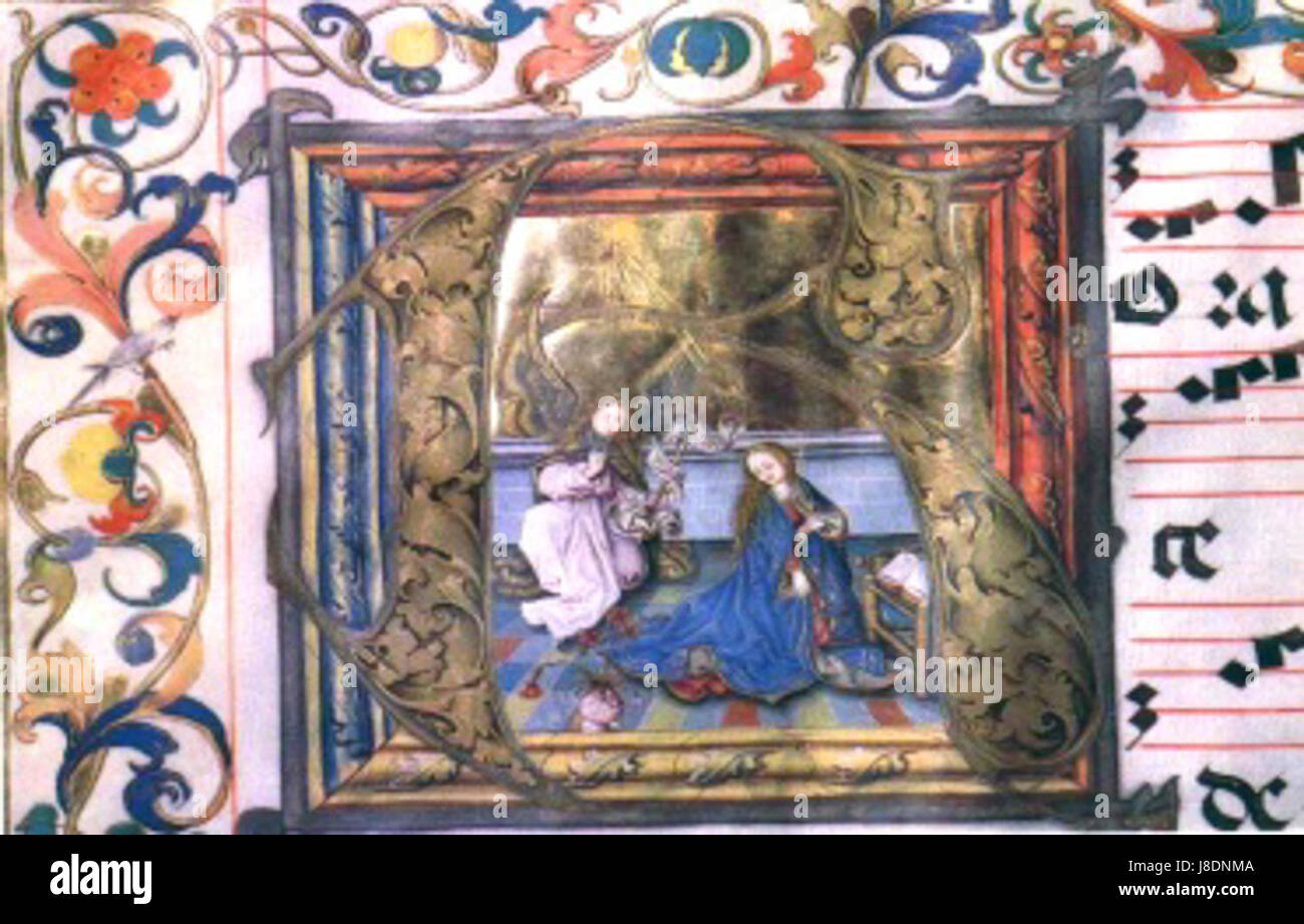 L'initiale historiée du graduel du roi Jean Albert est un manuscrit médiéval, illustrant une lettre décorée avec une signification historique ou biblique. Banque D'Images
