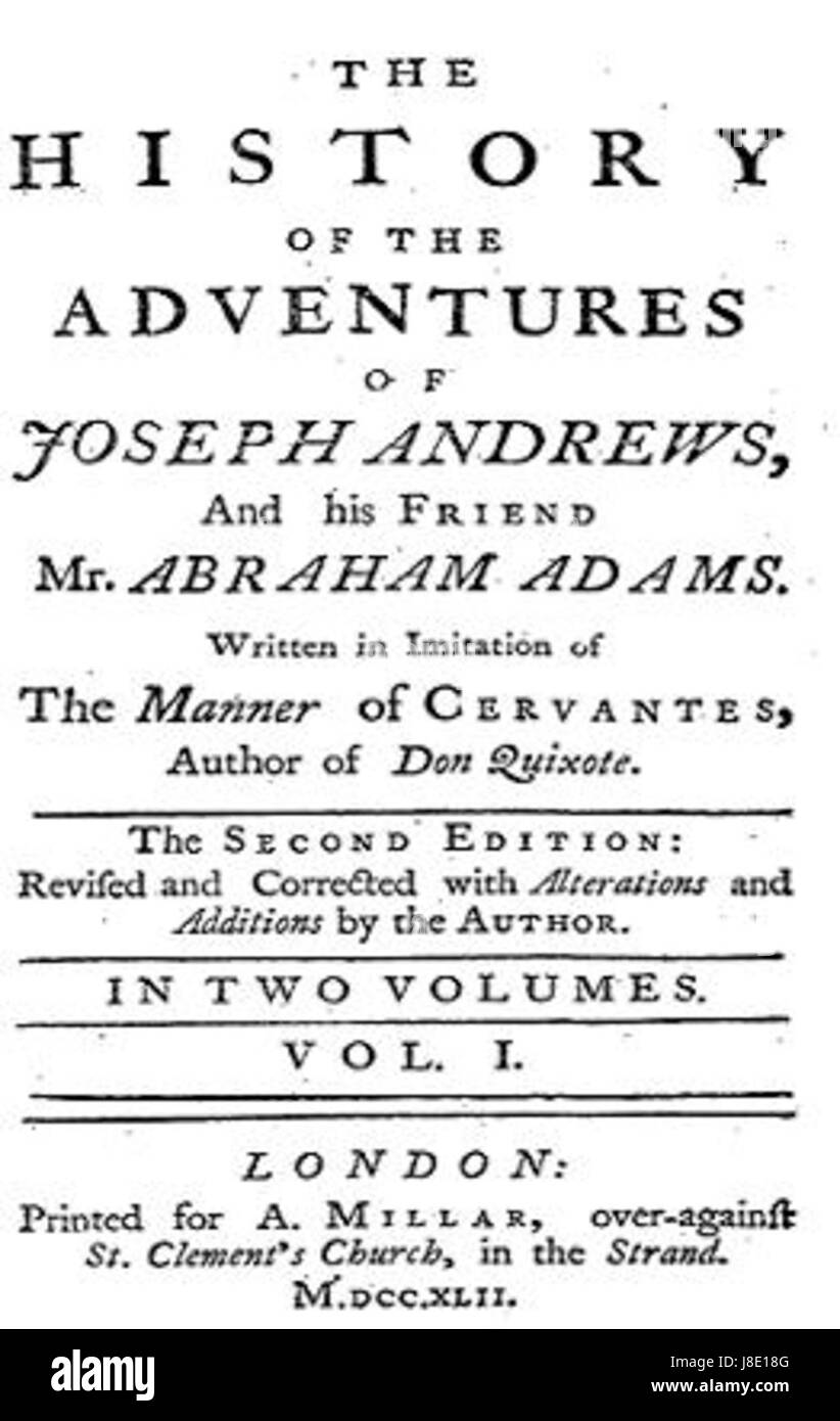 Joseph Andrews est un personnage du roman de Henry Fielding. L'histoire est une satire qui explore la vie et les aventures de Joseph, abordant les thèmes de la morale et de la classe sociale dans l'Angleterre du XVIIIe siècle. Banque D'Images