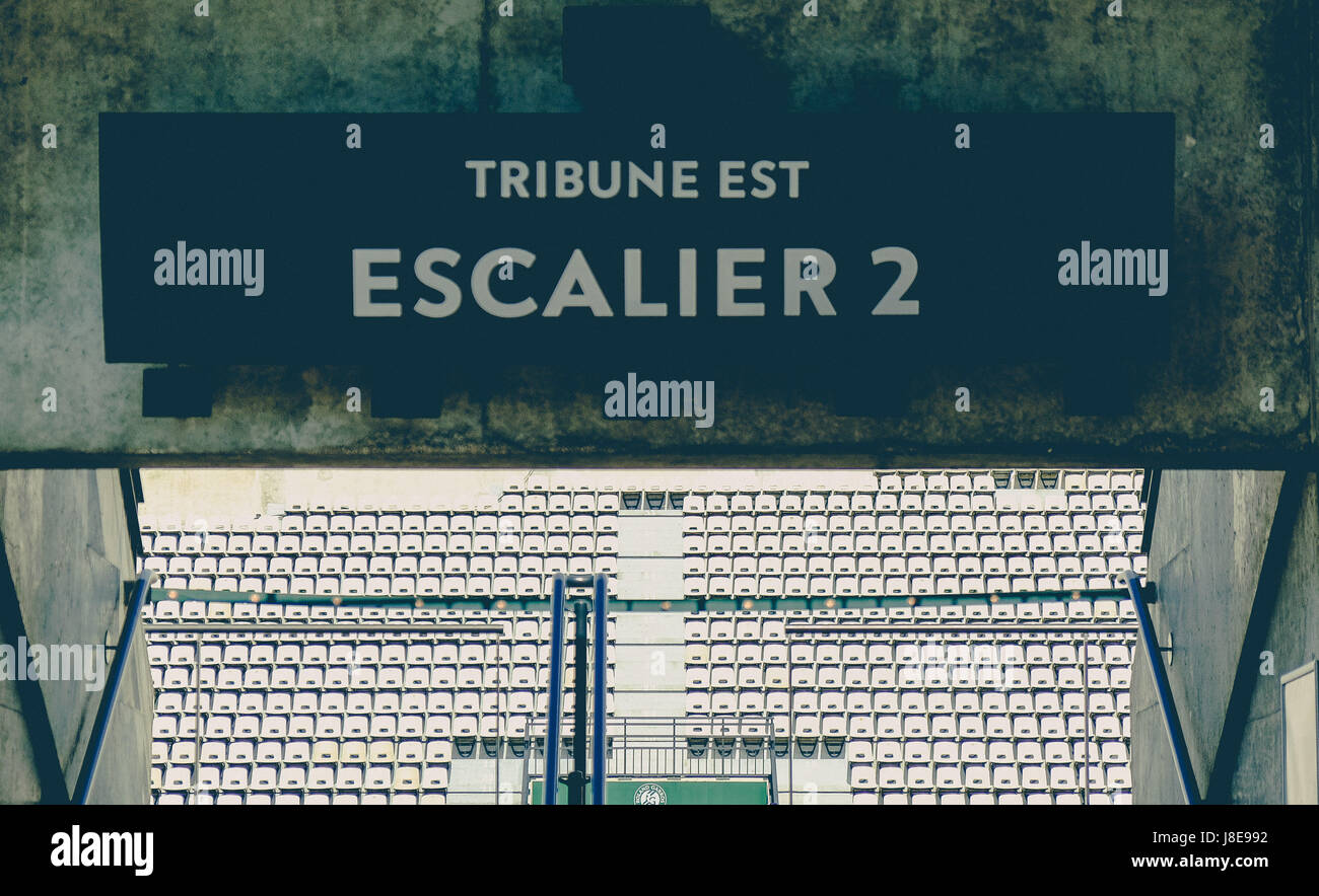 Paris, France, 28 mai 2017, Tennis Open de France : Entrée de cour Suzanne Lenglen Tennis à l'Open de France 2017 à Roland Garros Paris. Crédit : Frank Molter/Alamy Live News Banque D'Images