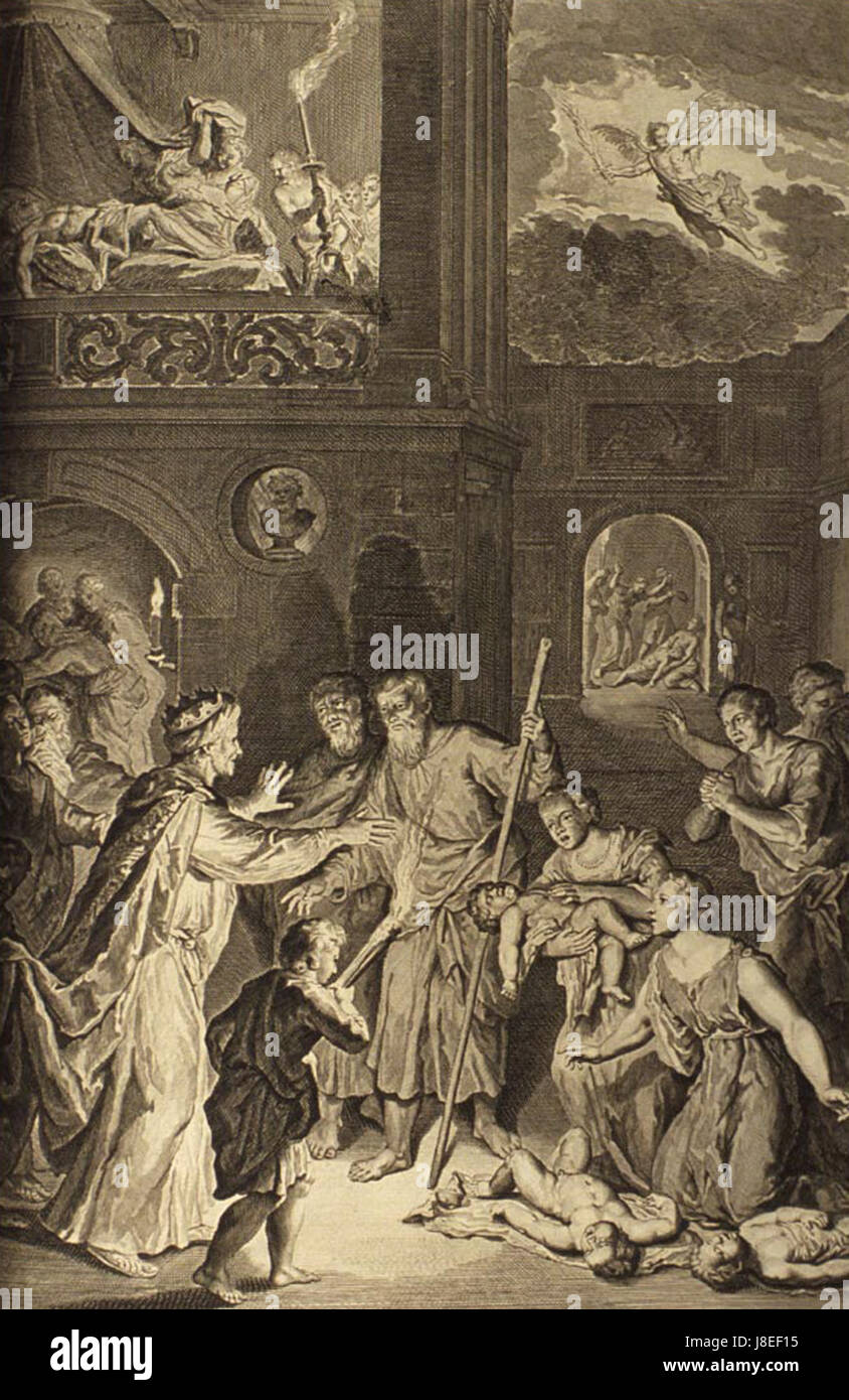 Ce titre fait probablement référence à une représentation artistique ou historique de l'événement biblique de la destruction du premier-né de l'Égypte, tel qu'enregistré dans le récit de l'Exode. Banque D'Images