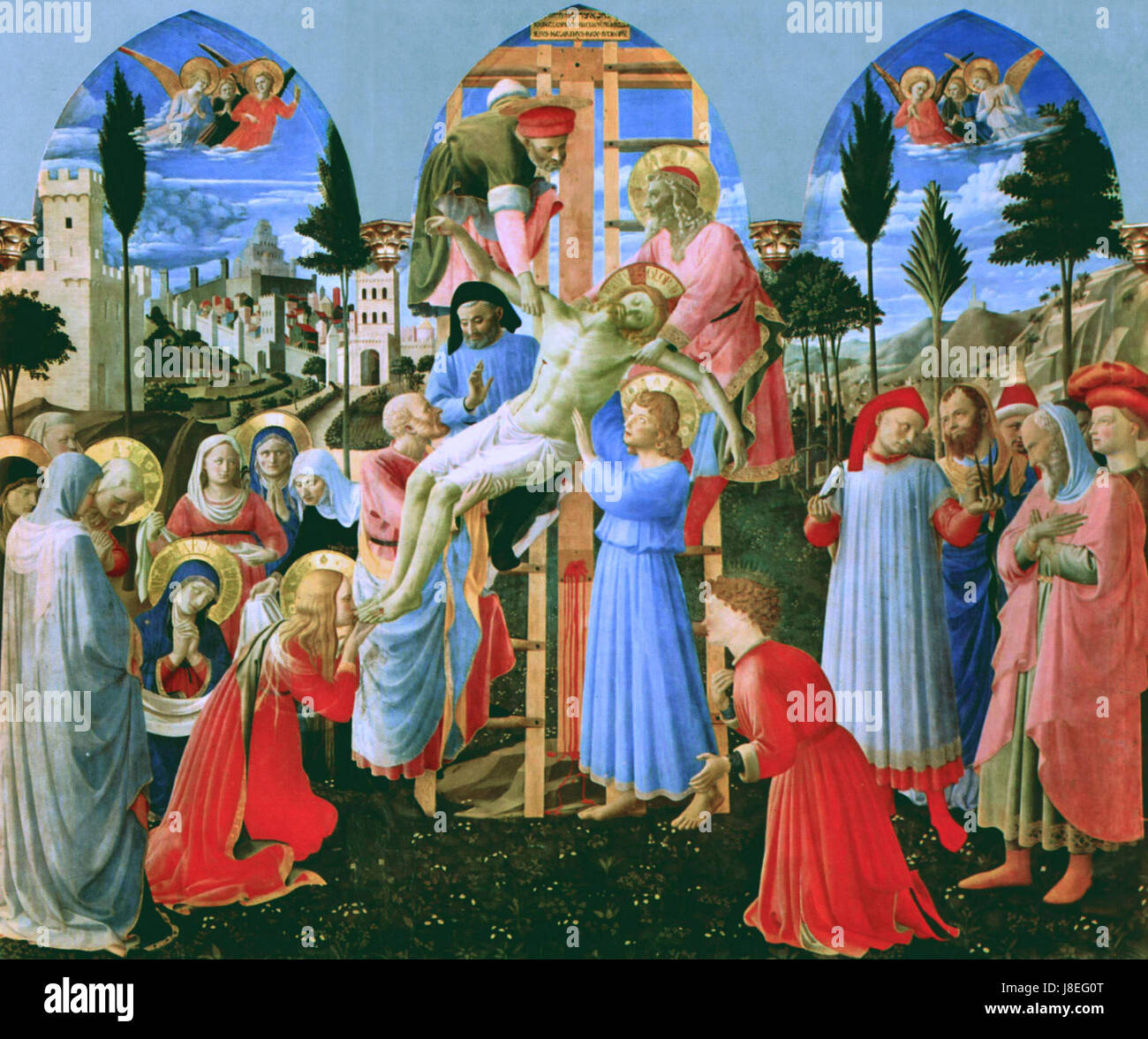 FRA Angelico (c. 1395-1455) était un peintre italien de la Renaissance, renommé pour ses œuvres religieuses. Son œuvre de cette période, identifiée comme '073', illustre sa maîtrise de l'iconographie religieuse et de la technique des fresques. Banque D'Images