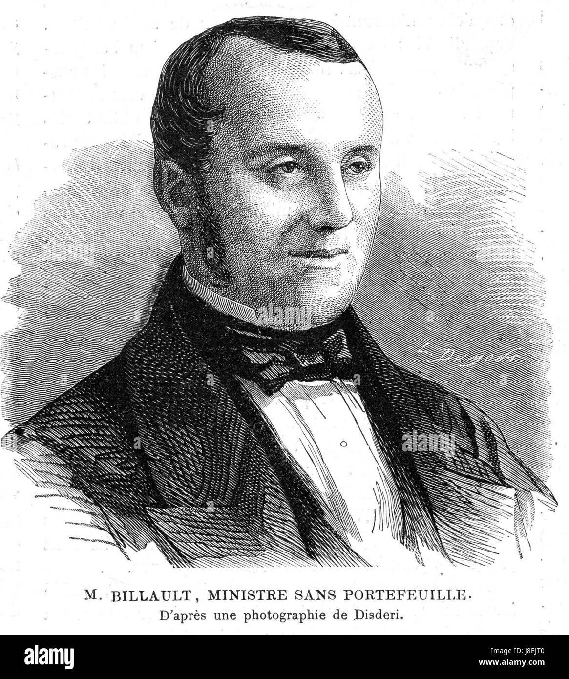 L'illustration 1862 gravure M. Billault, ministre sans portefeuille Banque D'Images
