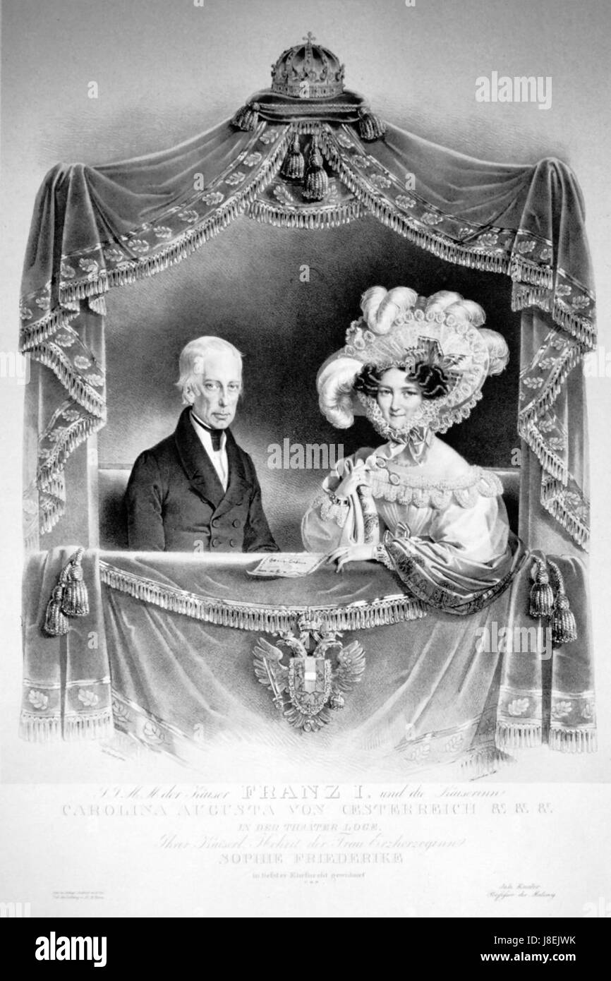 Kaiser Franz I. mit der Gemahlin Theaterloge Litho Banque D'Images