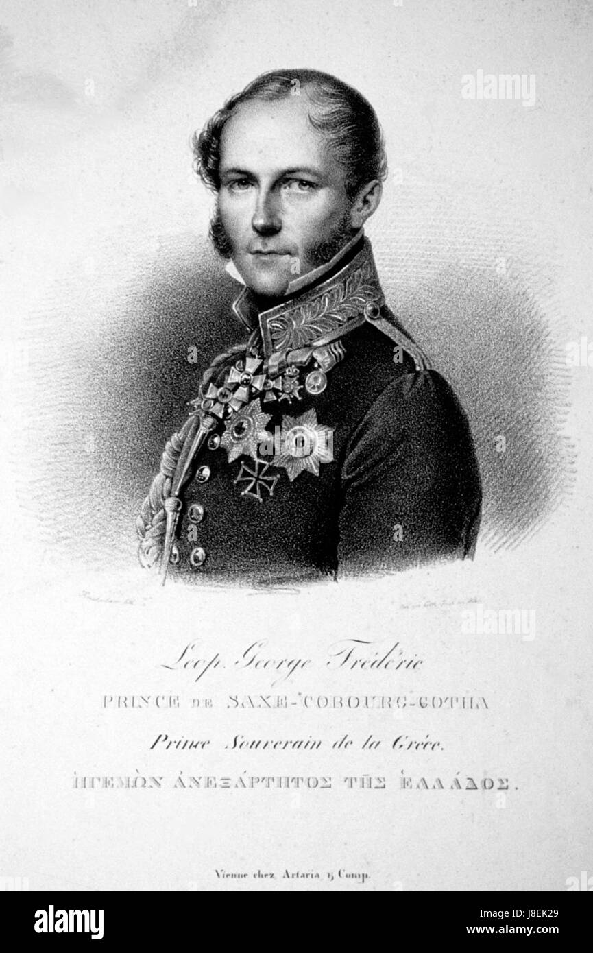 Cette lithographie représente Léopold Ier de Belgique, le premier roi de Belgique, montrant son rôle dans l'établissement de la monarchie belge. Banque D'Images