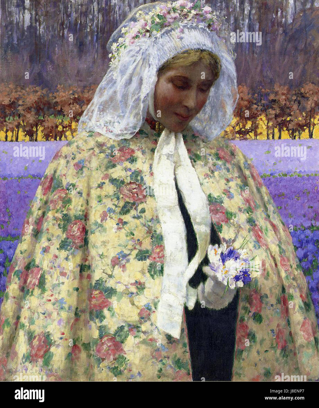 « Dimanche de Pâques » est une peinture de George Hitchcock créée en 1904, capturant une scène de la fête. Le travail de Hitchcock reflète souvent la vie rurale, avec un accent sur les moments quotidiens et l'importance culturelle de la fête. Banque D'Images