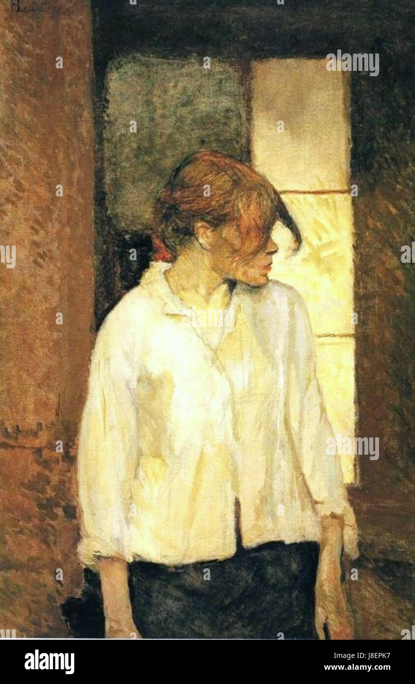 Le tableau d'Henri de Toulouse-Lautrec 'Carmen Gaudin à Montrouge' met en scène Carmen Gaudin, une femme du cercle de Lautrec. L'œuvre met en valeur le style caractéristique de Lautrec, mettant l'accent sur le mouvement, les couleurs vives et la représentation des personnages. Gaudin, mannequin et danseur, était l'un des sujets habituels de Lautrec, symbolisant la vie nocturne parisienne animée et le style de vie bohème de la fin du XIXe siècle. Banque D'Images